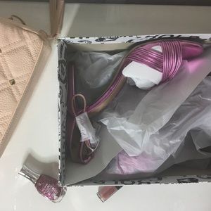 NWT metallic pink high heels